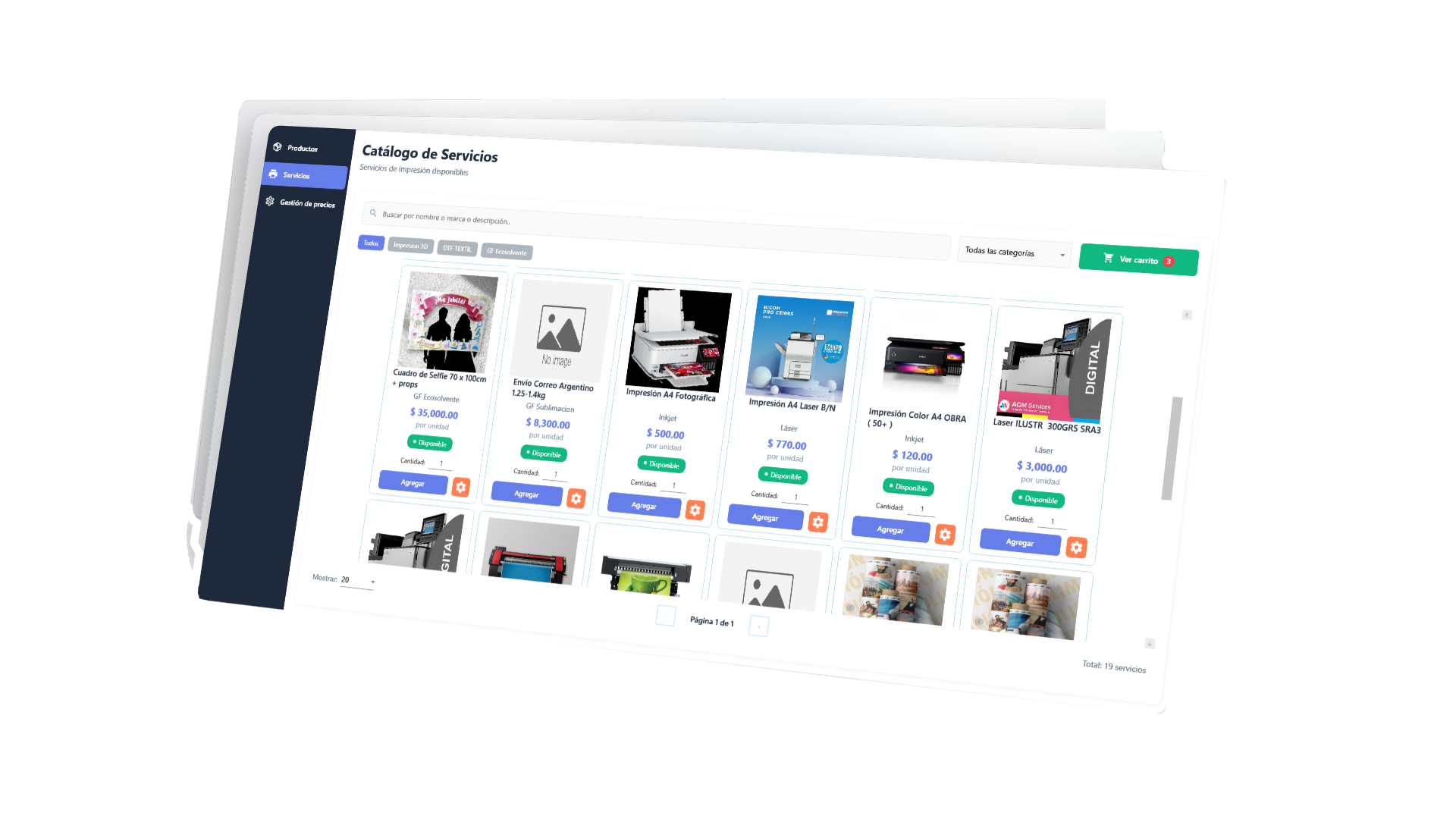 Punto de Venta y Carrito - Printing Press Manager